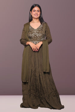 Olive Green Anarkali Gown