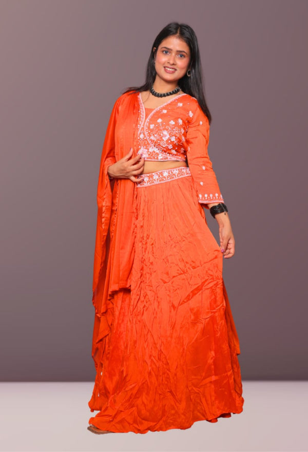 Orange Anarkali Gown
