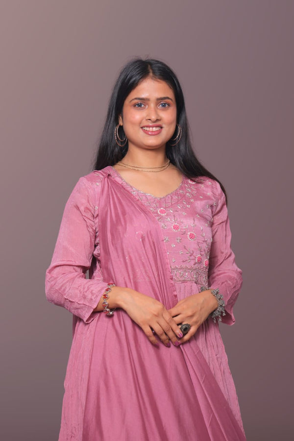 Rose Embroidered Anarkali Gown
