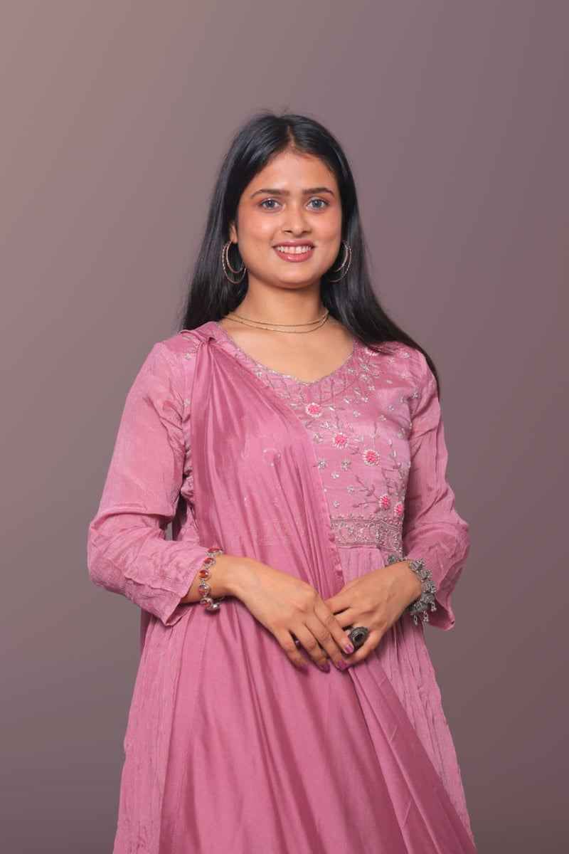 Rose Embroidered Anarkali Gown
