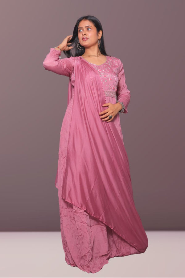 Rose Embroidered Anarkali Gown