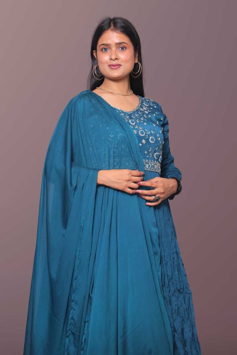 Blue Ethnic Anarkali  Gown