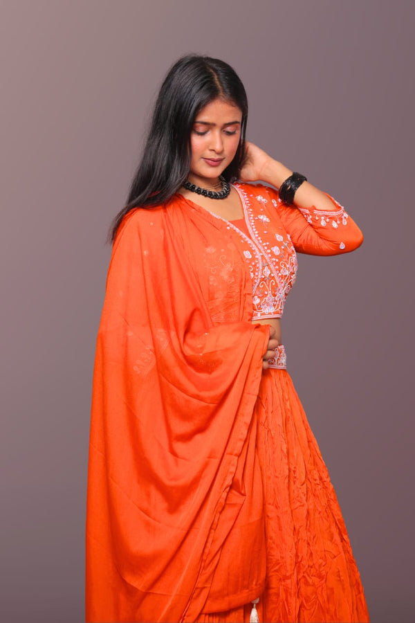 Orange Anarkali Gown